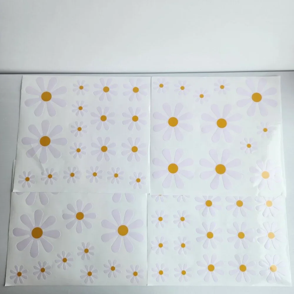 Daisy Vinyl Waterproof Car Decals 133 Flowers Self-Adhesive 1.4